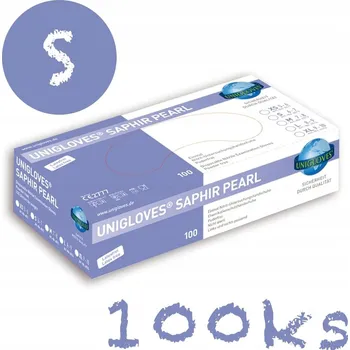 Vyšetřovací rukavice NITRILOVÉ RUKAVICE UNIGLOVES SAPHIR PEARL S 100KS