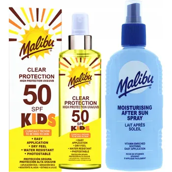 Přípravek na opalování Malibu Bezbarvý Sprej pro Děti SPF50 250ml + Balzám Ve Spreji Po Opalování