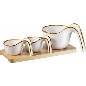 Mäser 4dílná sada gurmánských misek s podnosem Pintar II, bílá
