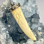 Francúz Pavel DAŽBOG, rytý slovanský amulet, paroh a stříbro 925