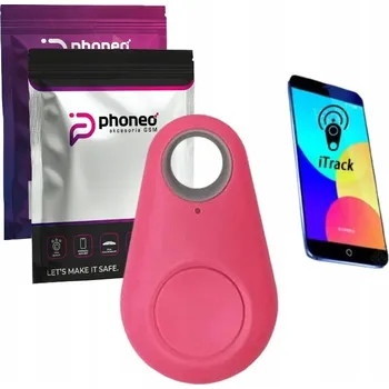 PŘÍVĚSEK NA KLÍČE Phoneo LOKÁTOR KLÍČŮ PENĚŽENKY PSA KOČKY GPS BLUETOOTH RŮŽOVÝ