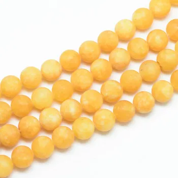 Dětské navlékací korálky Jadeit matný žlutý 7,8 mm (návlek 46 - 48 korálků)