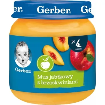 Gerber Dezert, jablečné pyré s broskvemi, od 4 měsíců, 125 g