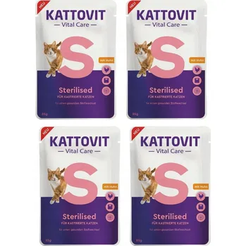 Krmivo pro kočku Kattovit Sterilised Vlhké Krmivo pro Kastrované Kočky Kuřecí - Výhodné Balení 4x85g
