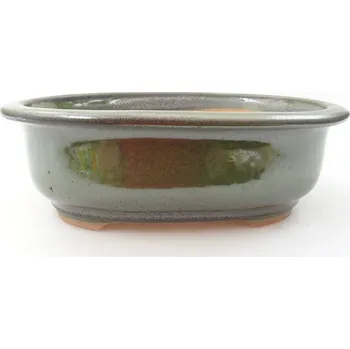 Květináč Keramická bonsai miska 18 x 14,5 x 6 cm zelená