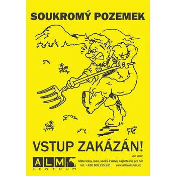 Značení Plastová cedulka ALM žlutá - SOUKROMÝ POZEMEK (A5)