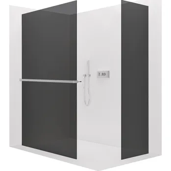 CERANO - Sprchová zástěna Walk-in Crystal T L/P - 8 mm - bezvzpěrový systém + polička/držák na ručníky - chrom, grafitové sklo - 120x60x200 cm