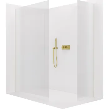 CERANO - Sprchová zástěna Walk-in Crystal T L/P - 8 mm - bezvzpěrový systém - zlatá kartáčovaná, rýhované sklo - 80x60x200 cm