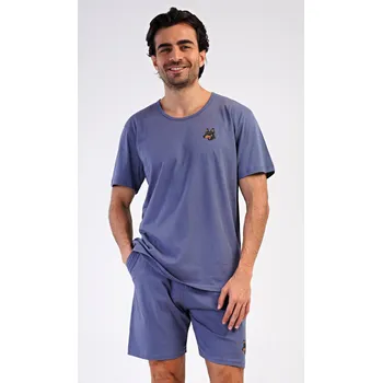 Pánské pyžamo Vienetta MAN Pánské pyžamo šortky Pes: tmavě šedá XXL