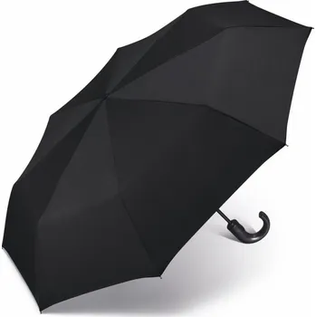 Deštník Happy Rain Automatický pánský skládací deštník, zahnutá rukojeť 43667 černá