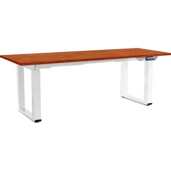 Psací stůl Výškově nastavitelný stůl OfficeTech Strong 200 x 80 cm, bílá podnož, třešeň