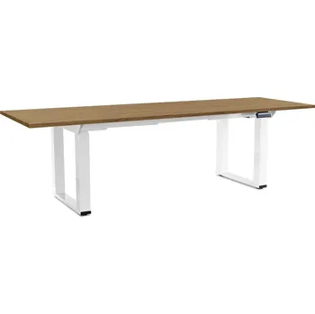 Psací stůl Výškově nastavitelný stůl OfficeTech Strong 240 x 80 cm, bílá podnož, dub kamenný