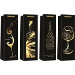 Taška na láhev, VÍNO 36x12x9cm, černá, zlatý potisk