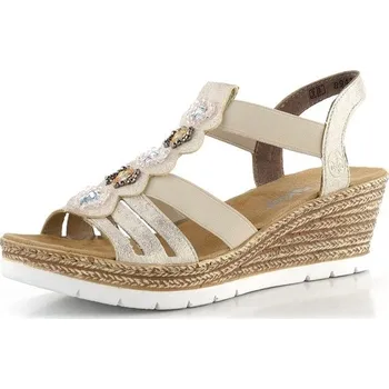 Dámské sandále Rieker sandály na klínku beige/gold 619B2-60 - 39 | P695319
