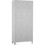 Rauman Kovová šatní skříň 12 boxů, 90 x 45 x 195 cm, pevné nohy, otočný zámek - šedá + doprava ZDARMA