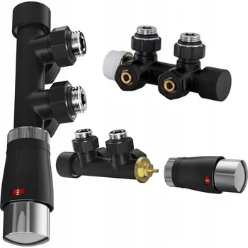 Hlavice pro radiátor Termostatická sada úhlová Granitan mosazná černá 1/2 PEX