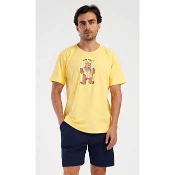 Pánské pyžamo Vienetta MAN Pánské pyžamo šortky Beer always: žlutá XL