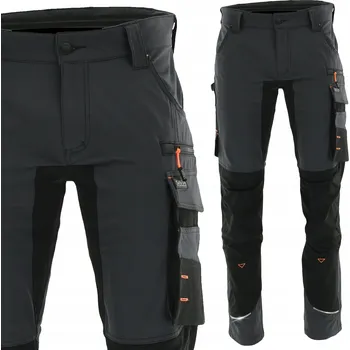 Pánské kalhoty Pánské pracovní kalhoty BOZP, odolné, pohodlné, grafitové, s reflexními prvky, do pasu, velikost 60