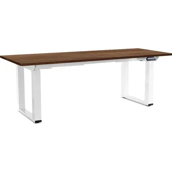 Psací stůl Výškově nastavitelný stůl OfficeTech Strong 200 x 80 cm, bílá podnož, dub silverjack