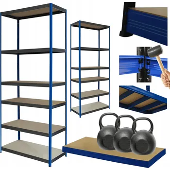 Dílenský regál Kovový regál do skladu HELIOS 213x75x45cm, 6 polic, nosnost 350kg/police - ROBUSTNÍ