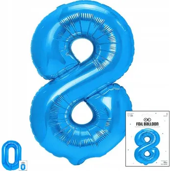 Balónek FÓLIOVÝ BALÓN ČÍSLO 8 MODRÝ NA OSLAVU NAROZENIN 40 cm