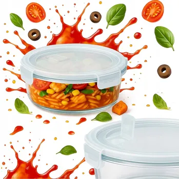 Dóza na potraviny Hermetická skleněná dóza kulatý 620 ml na jídlo, salát, oběd, polévku