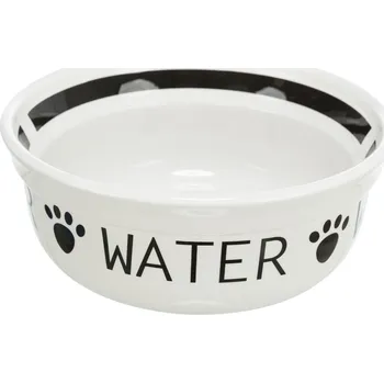 Miska pro psa Keramická miska WATER, 0,25 l/ø 13 cm, bílá/černá