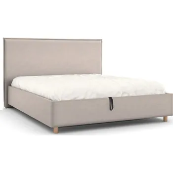 Postel Čalouněná postel Valentino Frame Storage, Wooden Oak, Queens Beige, 160x200 cm