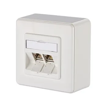 Elektrická zásuvka E-DAT Zásuvka na omítku, 2x MC modul kat. 6, bílá
