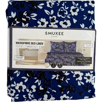 Povlečení Sada povlečení Smukee 160x200 cm tmavě modrá s květinovým vzorem