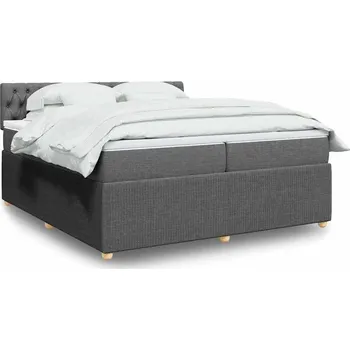 Postel vidaXL Box spring postel s matrací 200x200 cm textil [3287570] Barva: Tmavě šedá