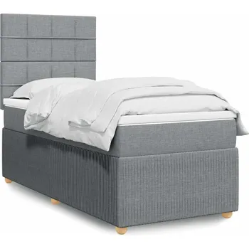 Postel vidaXL Box spring postel s matrací 100 x 200 cm textil [3291968] Barva: světle šedá