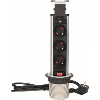 Elektrická zásuvka Zásuvková lišta do desky stolu Orno stříbrná