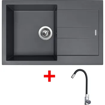 Granitový dřez Sinks AMANDA 780 Titanium + Elasta nerez/černá