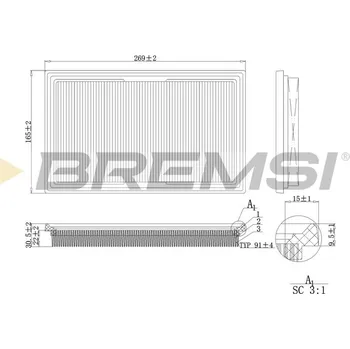 Vzduchový filtr Vzduchový filtr BREMSI FA1203