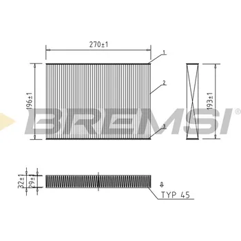 Kabinový filtr Filtr vzduchu v interiéru BREMSI FC0861