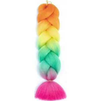 Příčesek Barevné duhové Umělé Vlasy na copánky, vysoké, duhové provedení