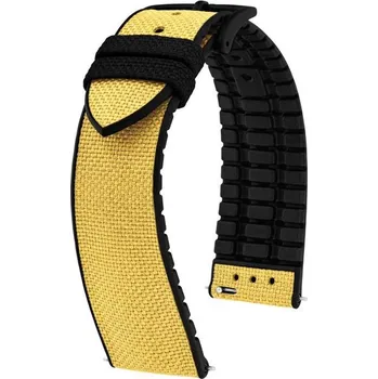 Řemínek na hodinky Řemínek Hirsch Arne - žlutý - 22 mm - L – Standardní délka (doporučujeme) - 20 mm - Černá + 5 let záruka a dárek ZDARMA