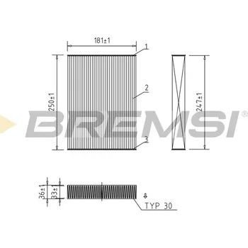 Kabinový filtr Filtr vzduchu v interiéru BREMSI FC0927