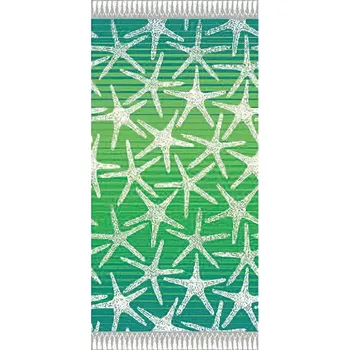 Plážová osuška DELTA, MOŘSKÉ HVĚZDICE, tyrkysovo-zelená, froté, 90x170cm
