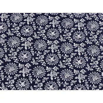 Bavlněná látka / plátno modrotisk rostliny Varianta: modrá tmavá, Balení: 1 m