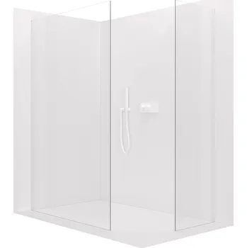 CERANO - Sprchová zástěna Walk-in Crystal T L/P - 8 mm - bezvzpěrový systém - bílá matná, transparentní sklo - 160x160x200 cm