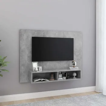 Televizní stolek vidaXL Nástěnná TV skříňka 120 x 23,5 x 90 cm dřevotříska [808271] Barva: Betonová šedá