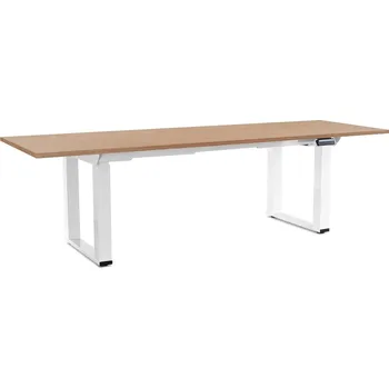 Psací stůl Výškově nastavitelný stůl OfficeTech Strong 240 x 80 cm, bílá podnož, dub