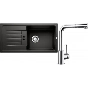 Granitový dřez Set RS Blanco Favum XL 6 S + Blanco Mila- (černá + chrom)