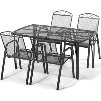 Jídelní set Zahradní sestava 4x BRUSEL + stůl ANTVERPY antracit