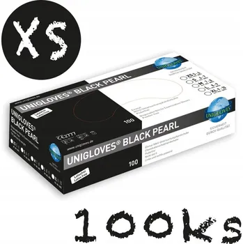 Vyšetřovací rukavice NITRILOVÉ RUKAVICE UNIGLOVES BLACK PEARL XS 100KS
