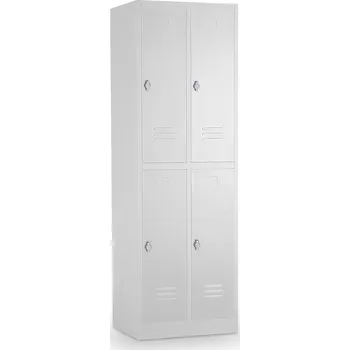 Šatní skříň Kovová šatní skříňka - 4 boxy, 60 x 45 x 185 cm, otočný zámek, šedá - ral 7035