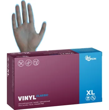 Pracovní rukavice ESPEON Vinylové rukavice VINYL CLASSIC 100 ks, nepudrované, modré, 4.8 g Velikost: XL