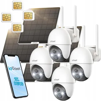 IP kamera Solární IP kamera otočná Smart GSM 3G/4G LTE SIM 2K 3MPx s baterií 9600mAh (4x AKU)